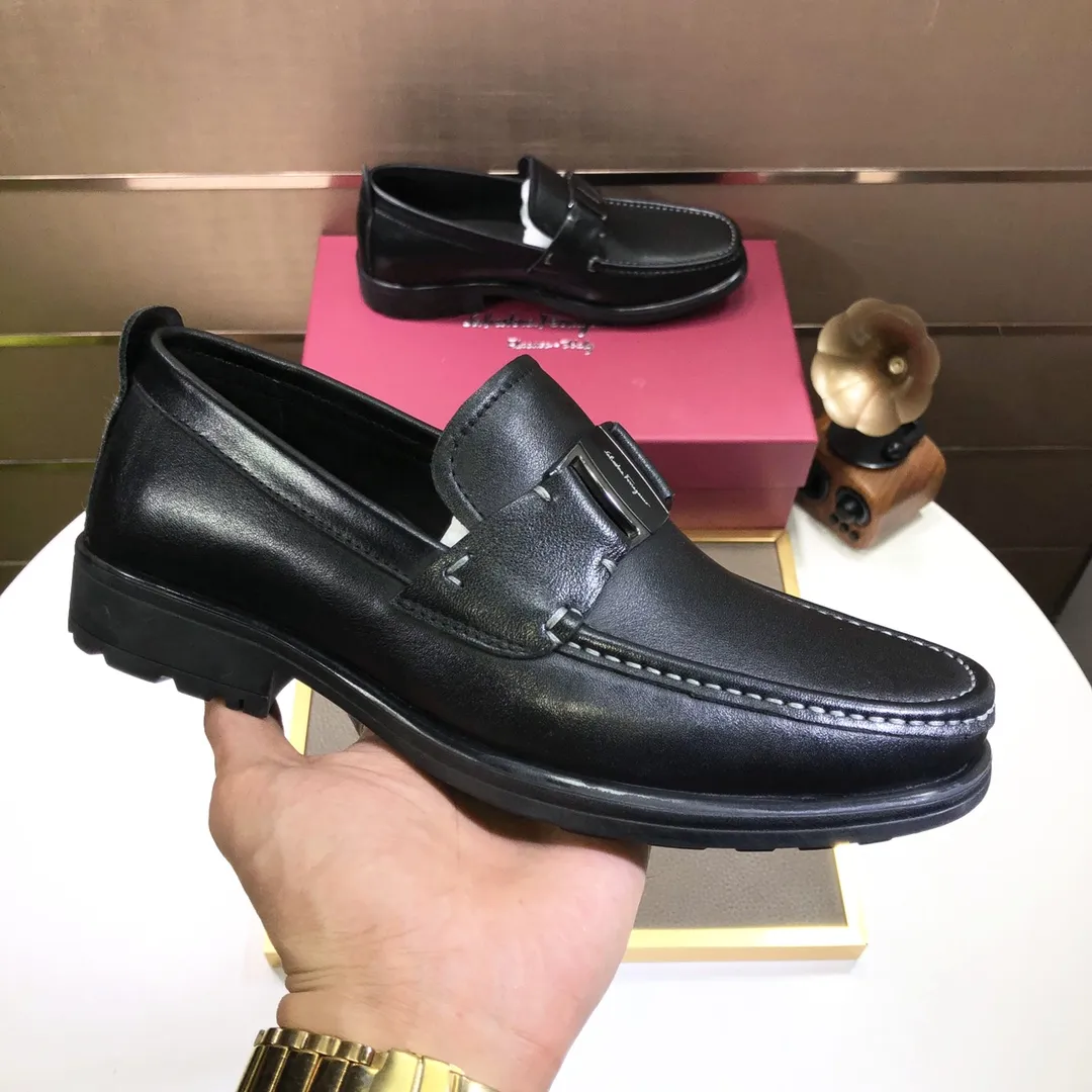Men's shoes 💰500💰[Ferragamo/Ferragamo] The latest model in the counter. Original imported cowhide fabric + 🐂 water-dyed sheepskin lining + original luxury metal buckle + original combined outsole. Comparison without pressure 38--45 (45 is custom-made and cannot be returned or exchanged)